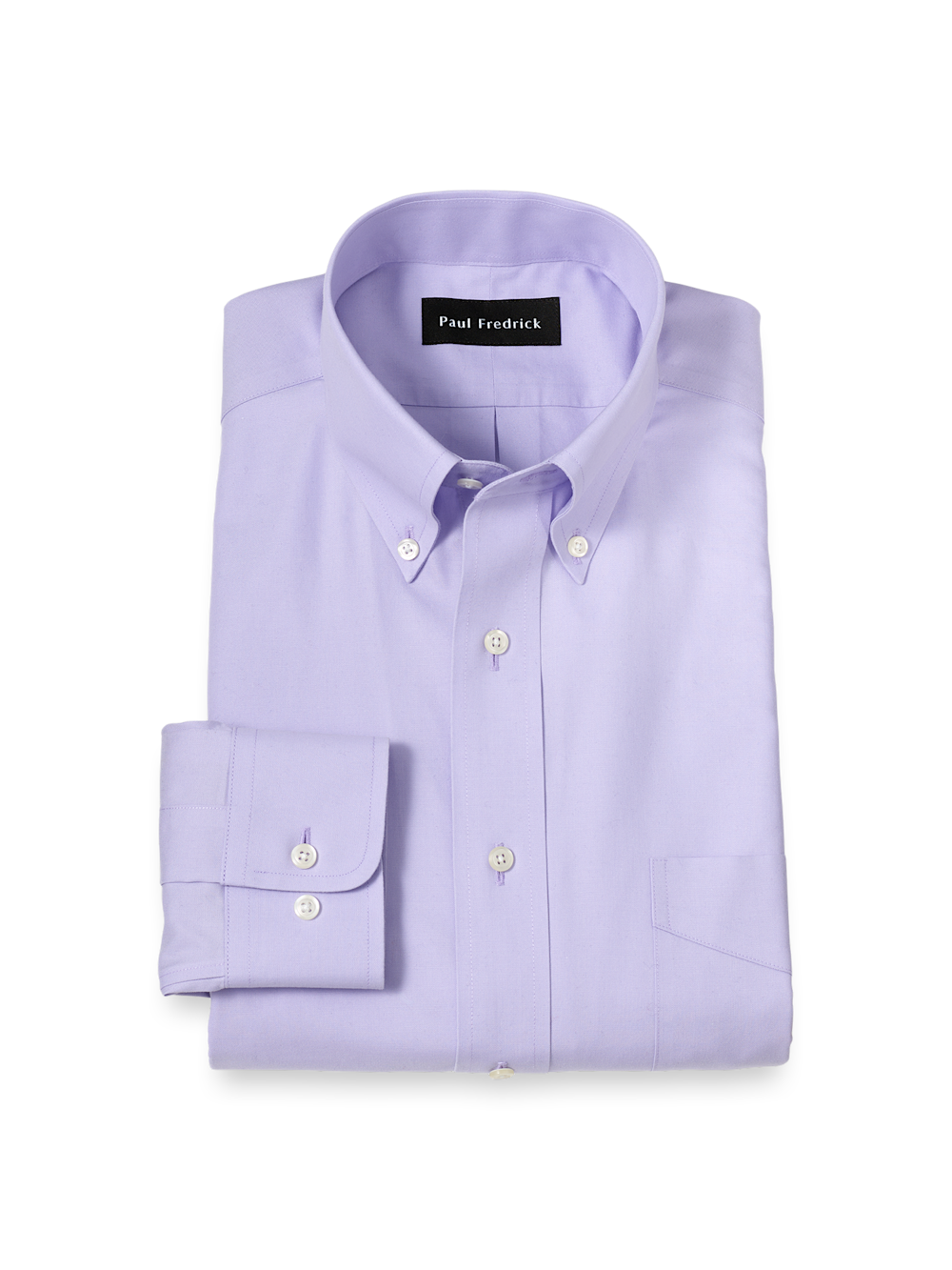 Product Image of Non-iron Cotton Pinpoint Solid Button Down Collar Dress Shirt-Lavender