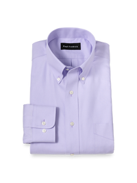 Non-Iron Cotton Pinpoint Solid Button Down Collar Dress Shirt - Lavender