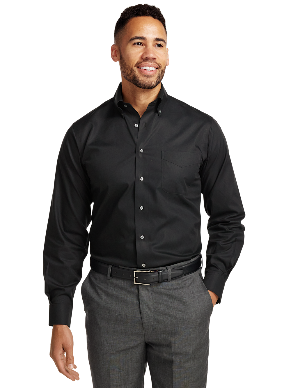 Alternate Image of Non-iron Cotton Pinpoint Solid Button Down Collar Dress Shirt-1