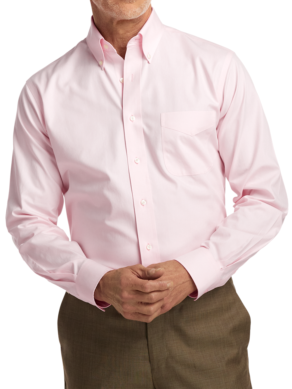 Alternate Image of Non-iron Cotton Pinpoint Solid Button Down Collar Dress Shirt-1