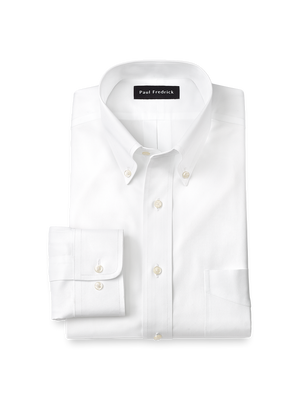 Non-Iron Cotton Pinpoint Solid Button Down Collar Dress Shirt - White