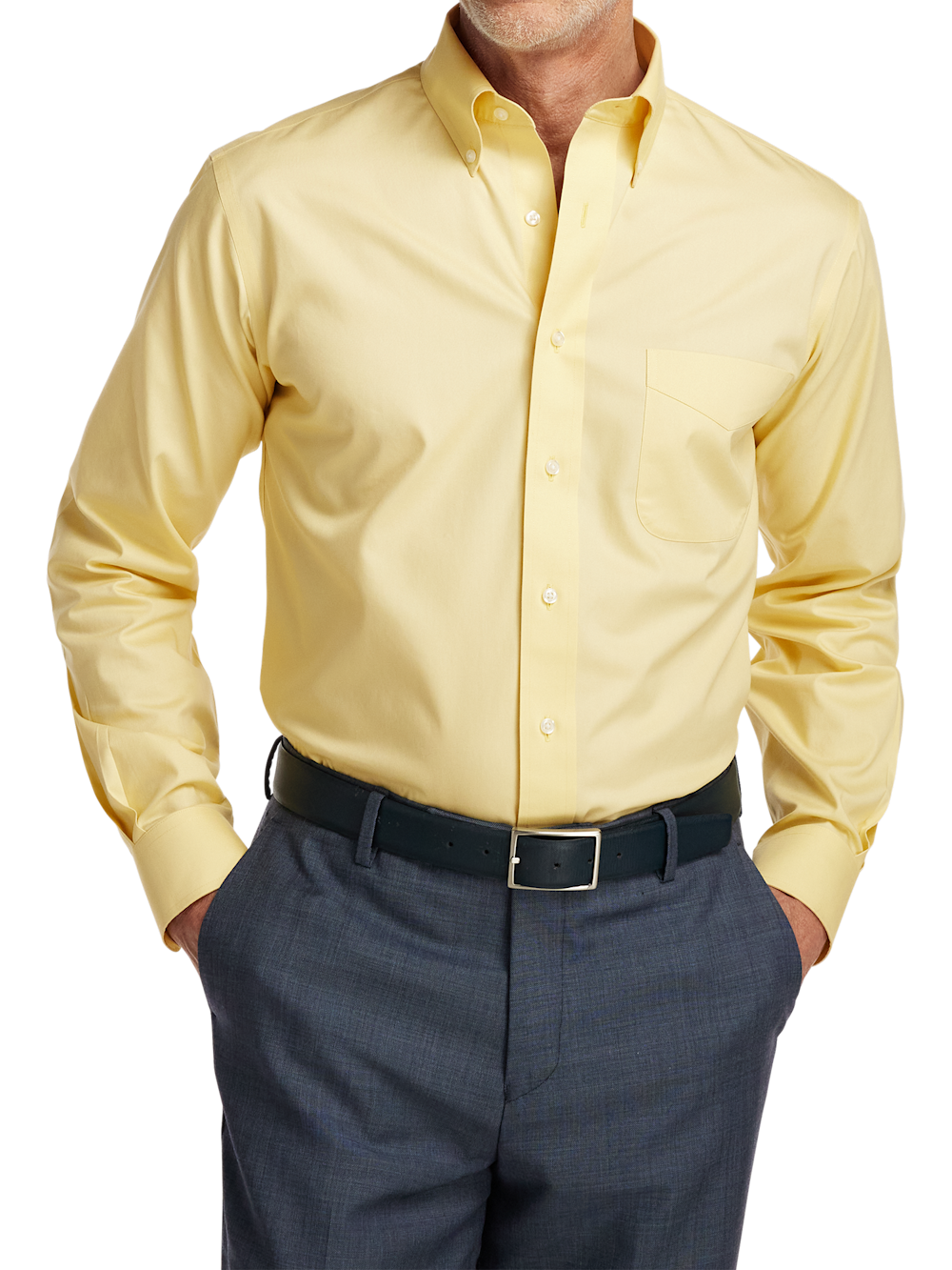 Alternate Image of Non-iron Cotton Pinpoint Solid Button Down Collar Dress Shirt-1