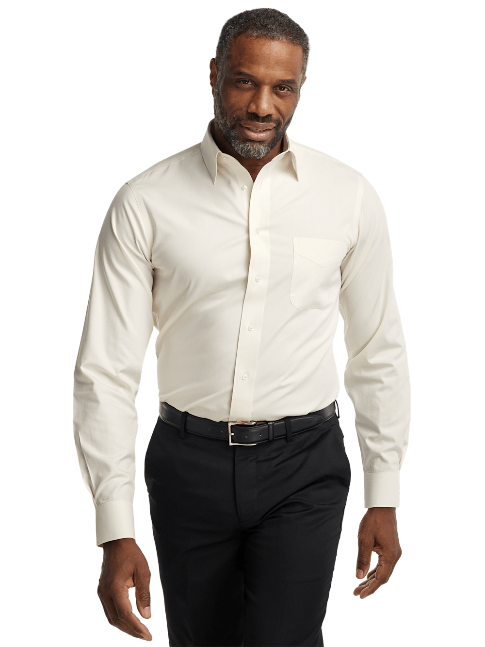 Alternate Image of Non-iron Cotton Pinpoint Solid Point Collar Dress Shirt-1