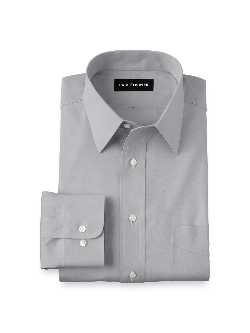Product Image of Non-iron Cotton Pinpoint Solid Point Collar Dress Shirt-Grey
