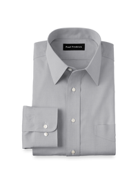Non-Iron Cotton Pinpoint Solid Point Collar Dress Shirt - Grey