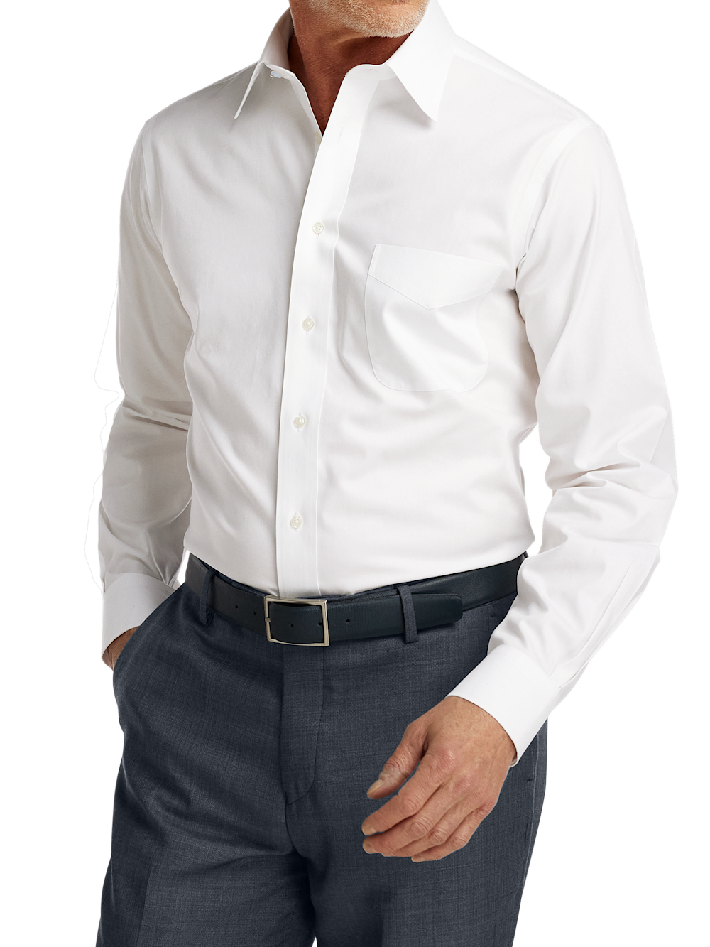 Alternate Image of Non-iron Cotton Pinpoint Solid Point Collar Dress Shirt-1