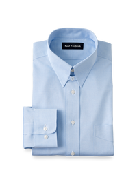 Non-Iron Cotton Pinpoint Solid Snap Tab Collar Dress Shirt - Blue
