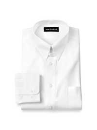 Non-Iron Cotton Pinpoint Solid Snap Tab Collar Dress Shirt - White