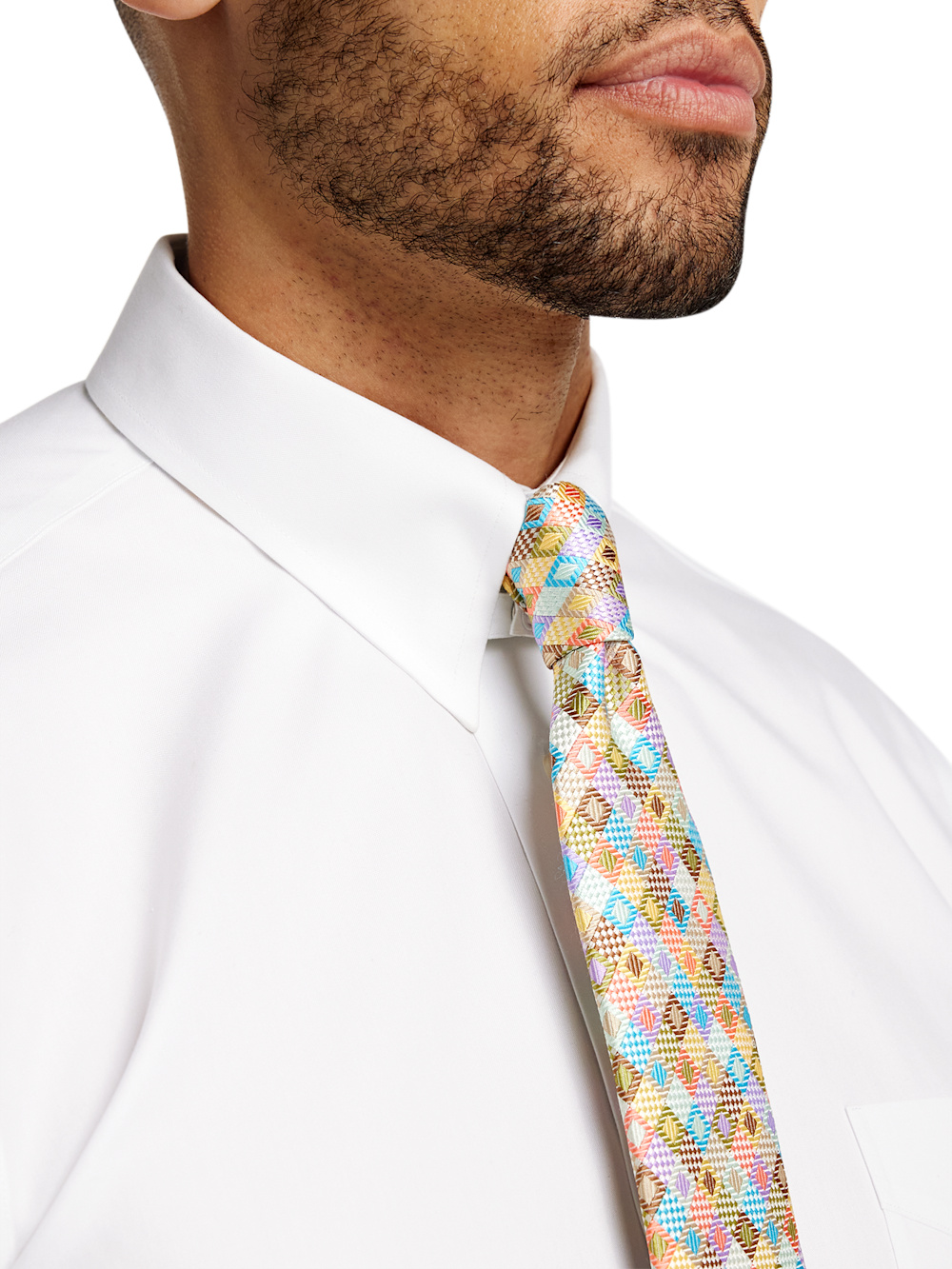 Alternate Image of Non-iron Cotton Pinpoint Solid Snap Tab Collar Dress Shirt-2