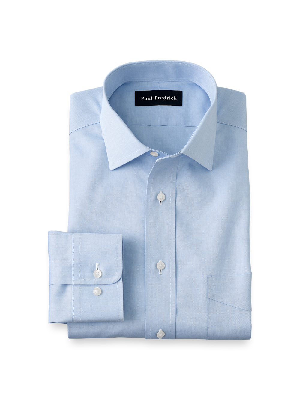 Product Image of Non-iron Cotton Pinpoint Solid Spread Collar Dress Shirt-Blue