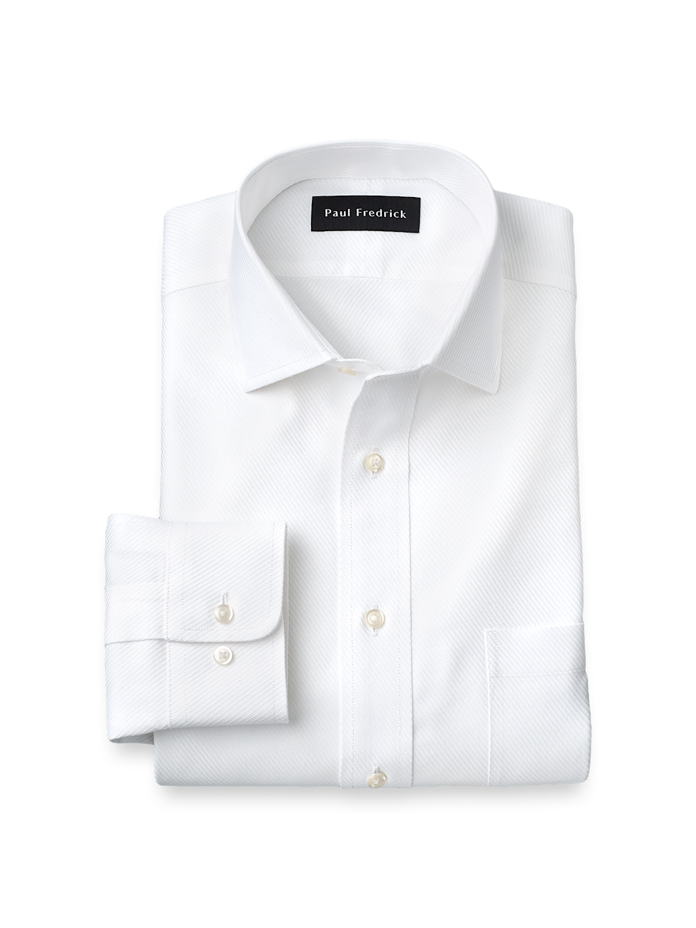 Product Image of Non-iron Cotton Twill Spread Collar Dress Shirt-White