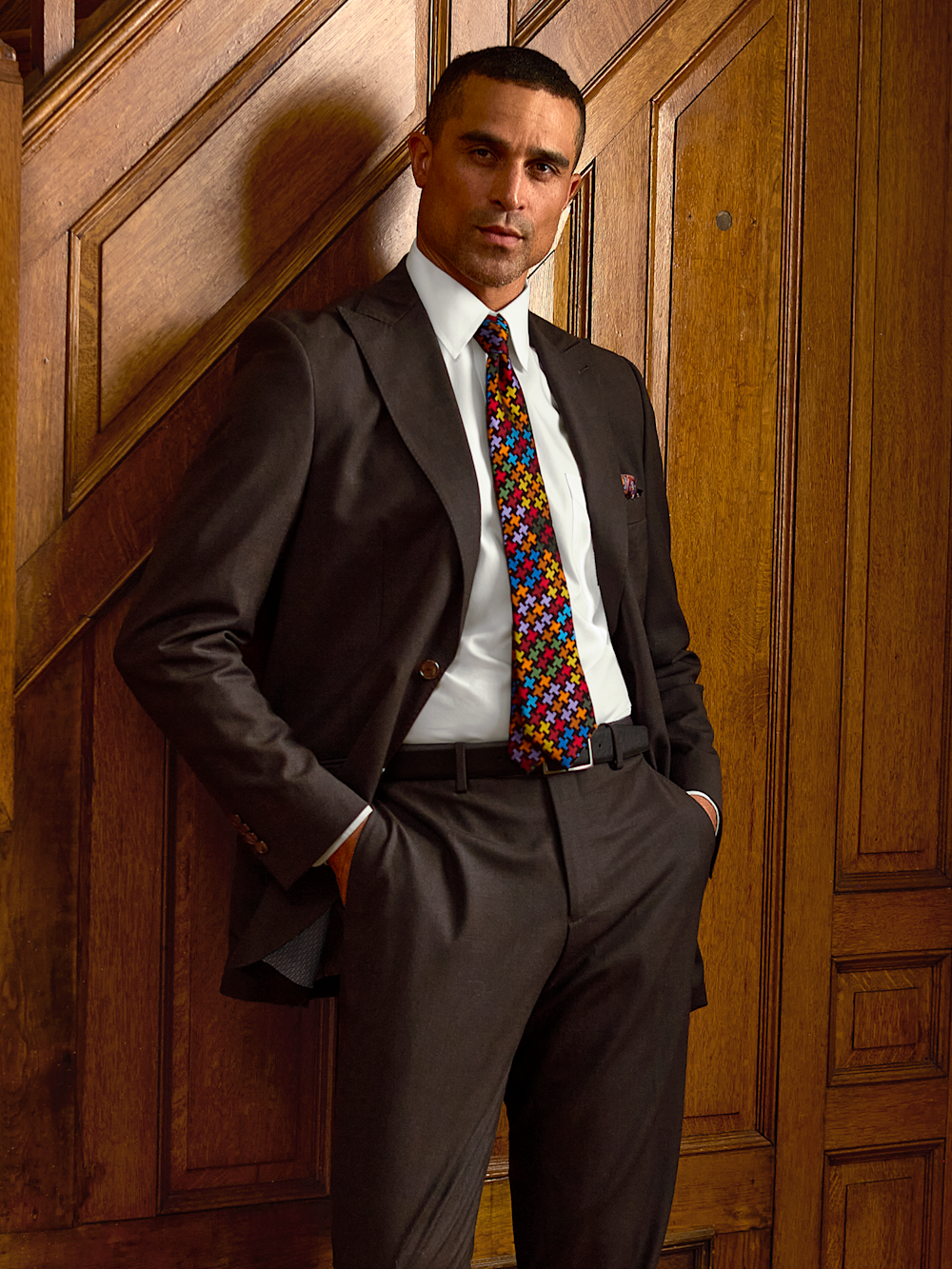 Alternate Image of Wool Stretch Bengaline Single Breasted Peak Lapel Suit-11