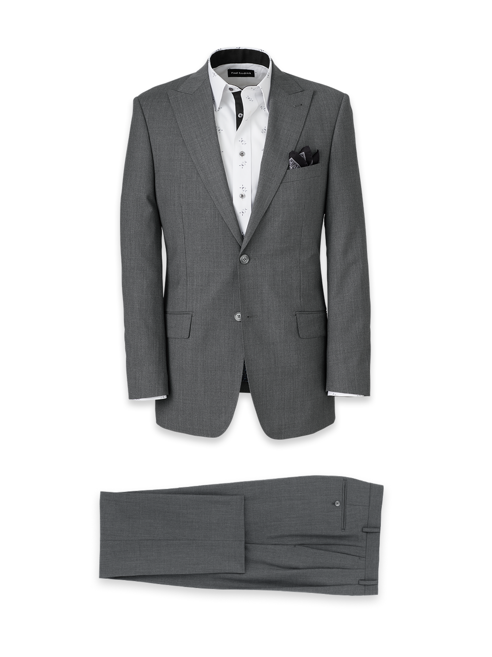 Product Image of Wool Stretch Bengaline Single Breasted Peak Lapel Suit-0