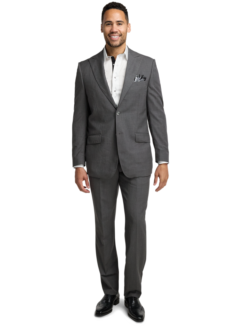 Alternate Image of Wool Stretch Bengaline Single Breasted Peak Lapel Suit-1