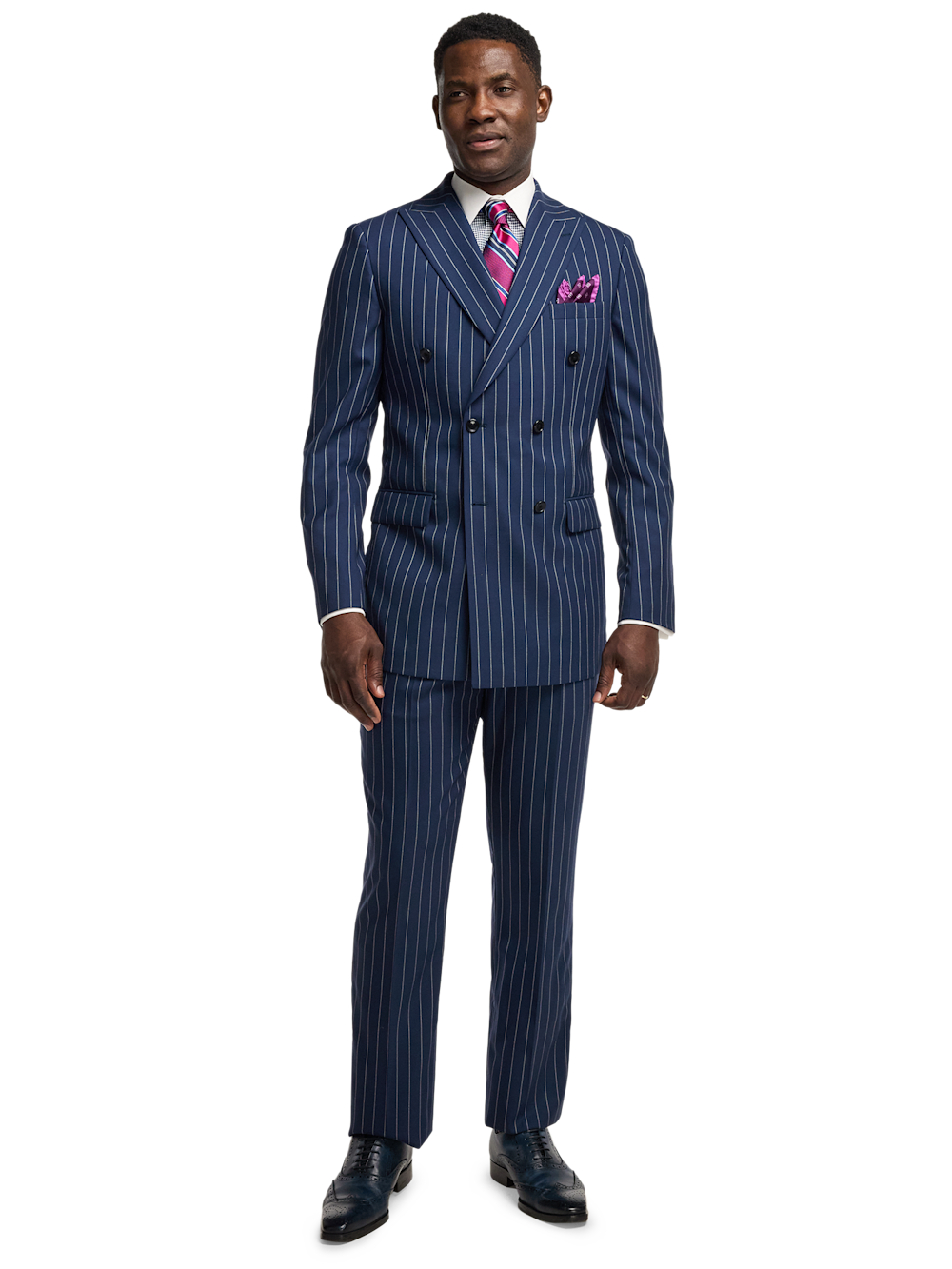Alternate Image of Wool Stretch Stripe Double Breasted Peak Lapel Suit-1