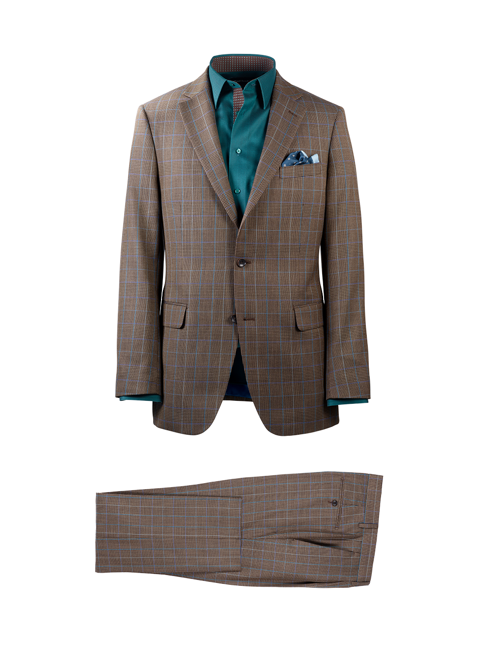 Product Image of Wool Blend Plaid Single Breasted Notch Lapel Suit-0