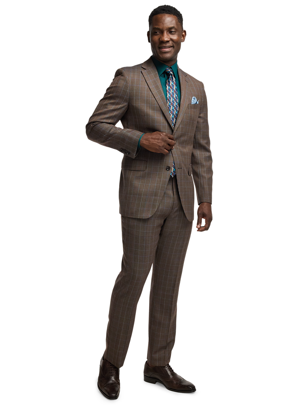 Alternate Image of Wool Blend Plaid Single Breasted Notch Lapel Suit-1