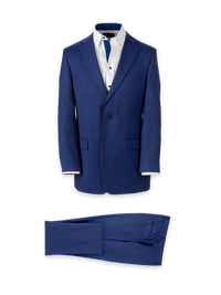Wool Solid Single Breasted Notch Lapel Suit - Blue