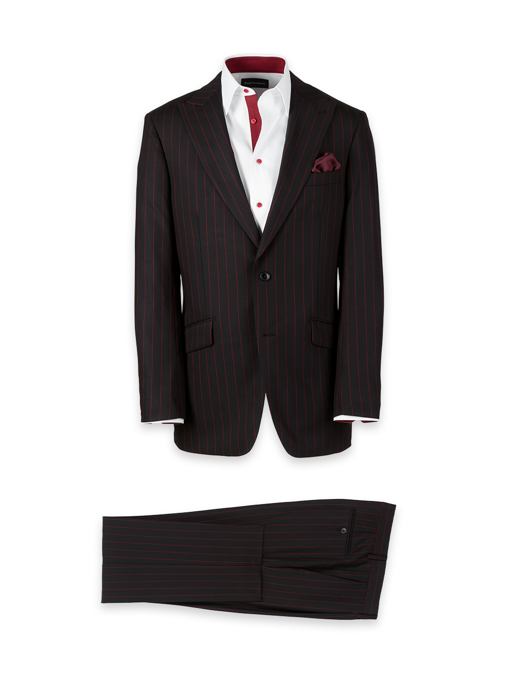 Product Image of Wool Stretch Stripe Single Breasted Peak Lapel Suit-0