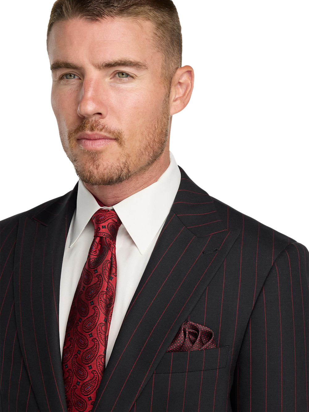 Alternate Image of Wool Stretch Stripe Single Breasted Peak Lapel Suit-2