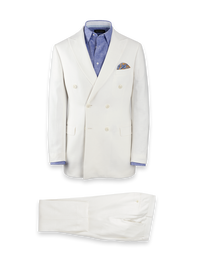 Linen Blend Peak Lapel Suit - White