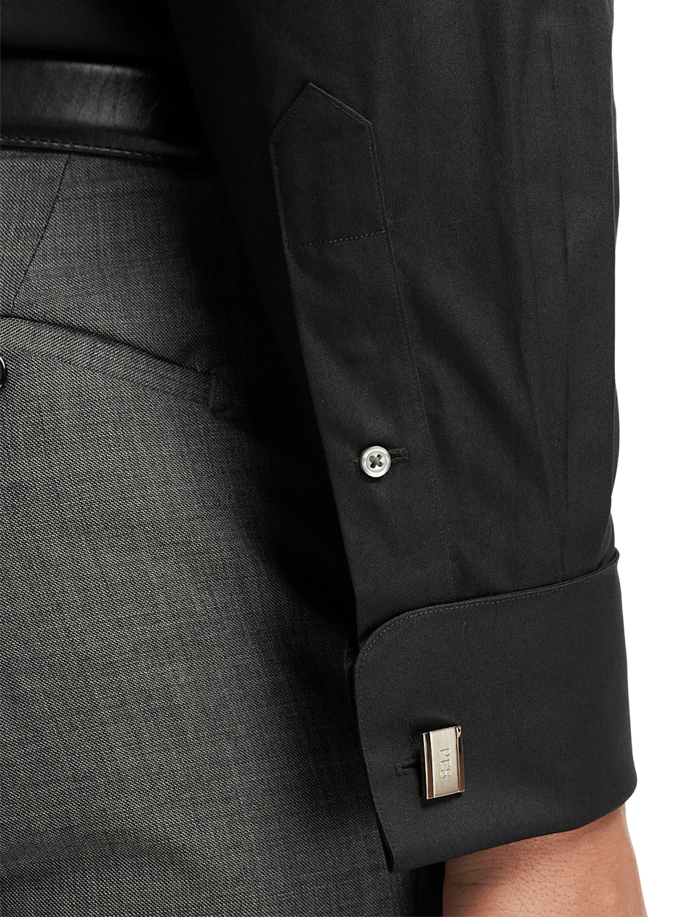 Alternate Image of Non-iron Cotton Pinpoint Solid Point Collar French Cuff Dress Shirt-3