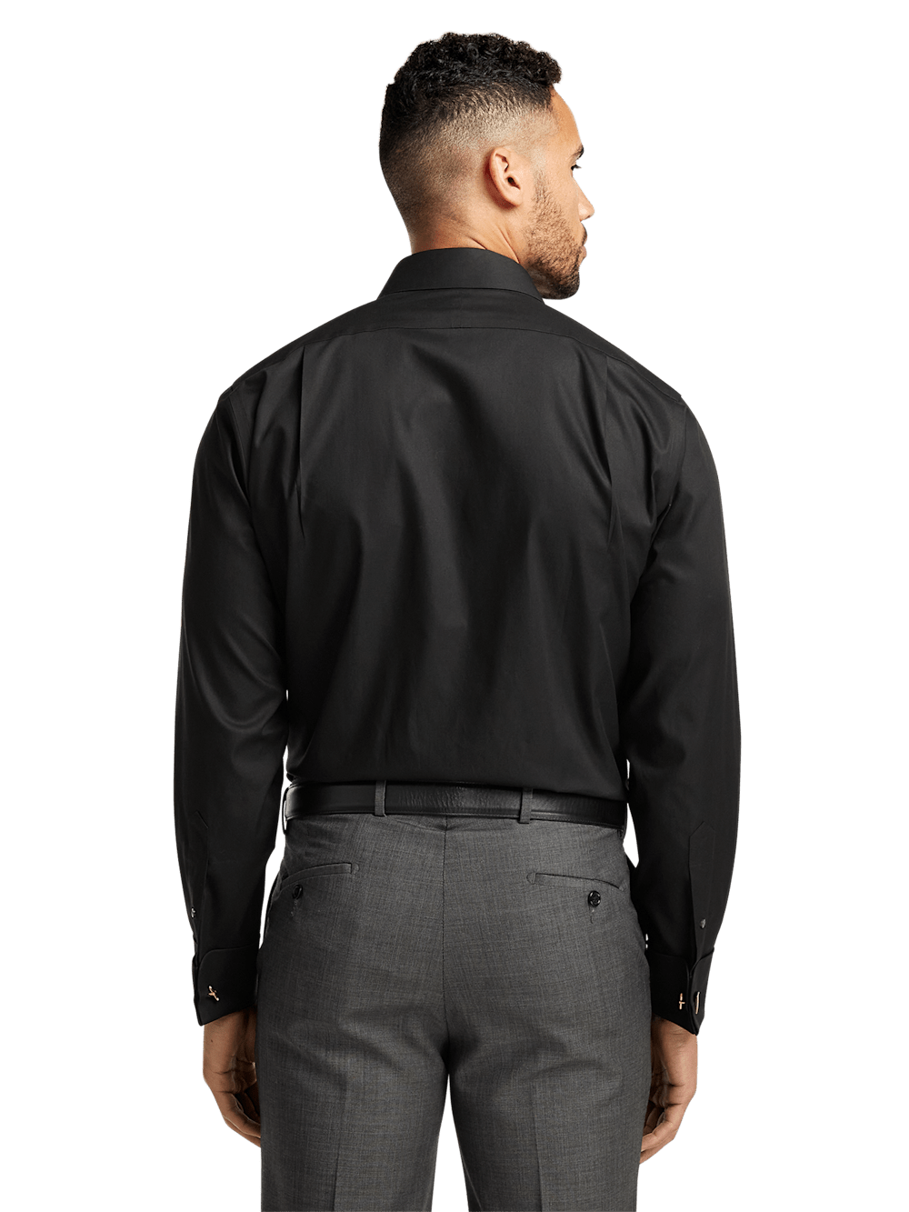 Alternate Image of Non-iron Cotton Pinpoint Solid Point Collar French Cuff Dress Shirt-4