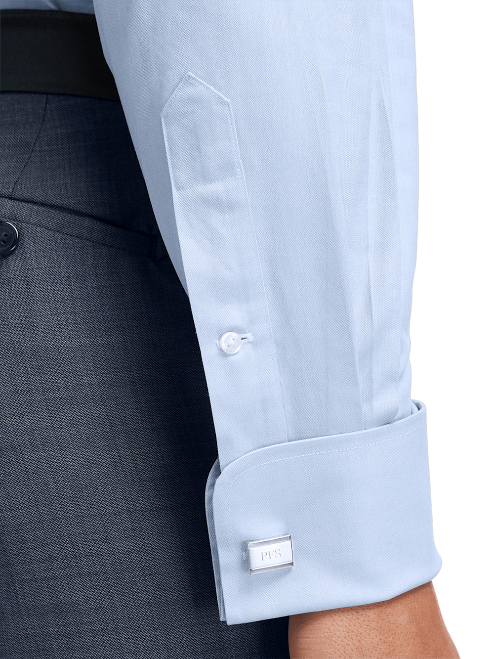 Alternate Image of Non-iron Cotton Pinpoint Solid Point Collar French Cuff Dress Shirt-3