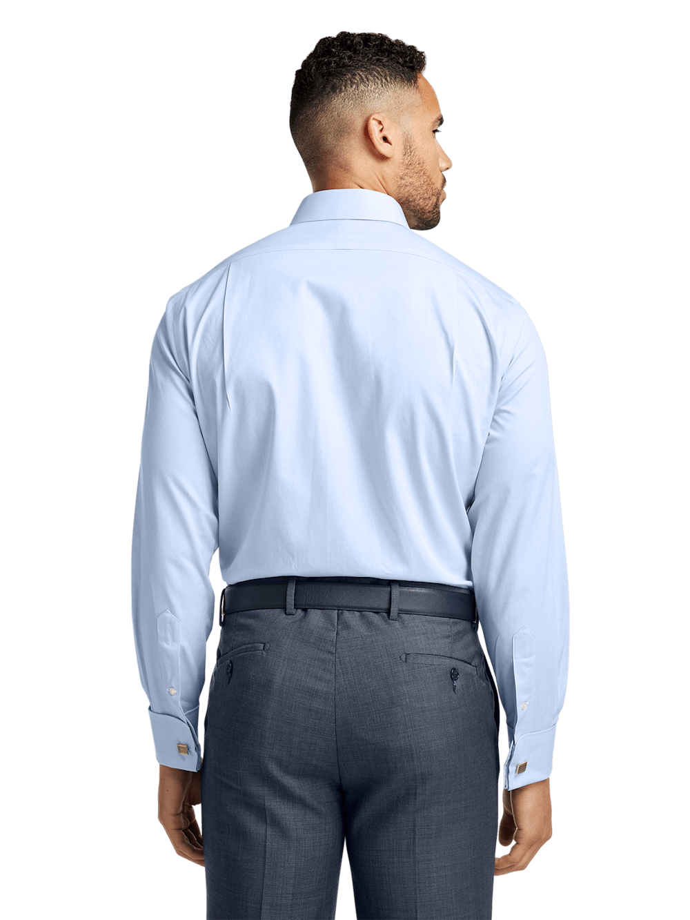 Alternate Image of Non-iron Cotton Pinpoint Solid Point Collar French Cuff Dress Shirt-4