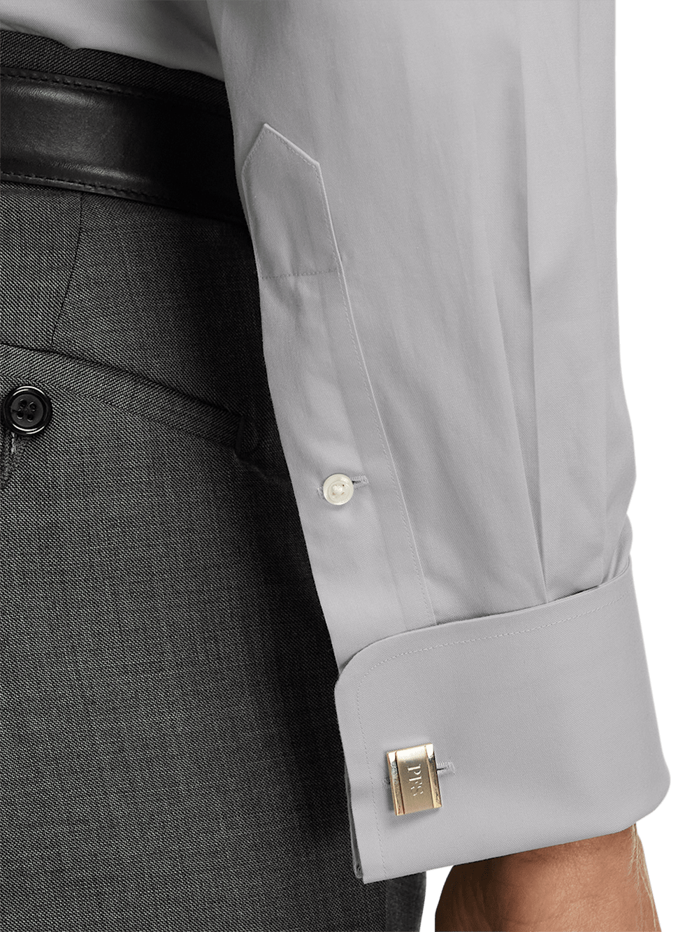 Alternate Image of Non-iron Cotton Pinpoint Solid Point Collar French Cuff Dress Shirt-3