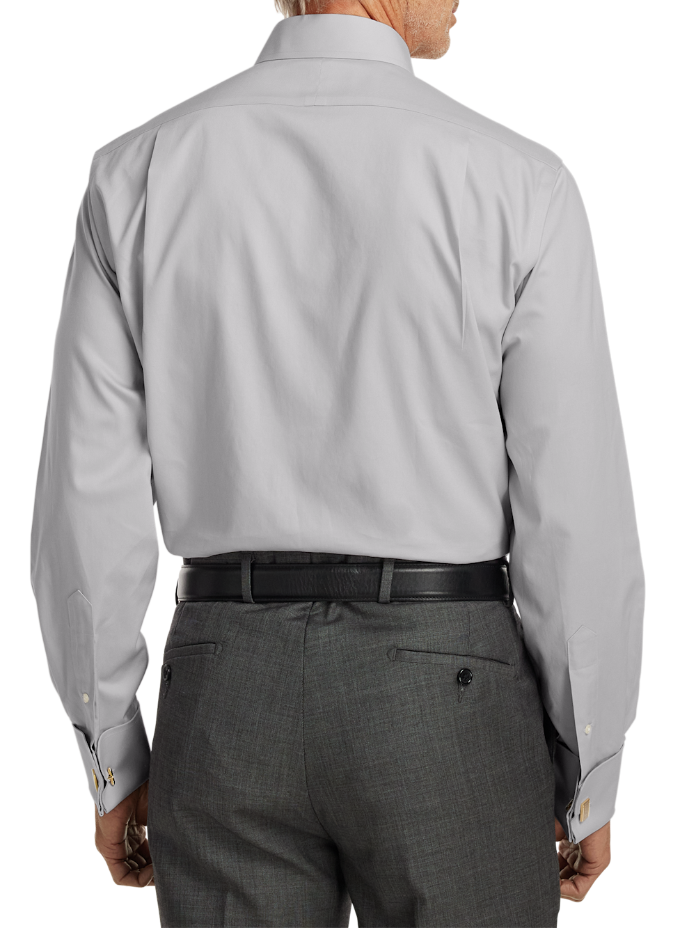 Alternate Image of Non-iron Cotton Pinpoint Solid Point Collar French Cuff Dress Shirt-4