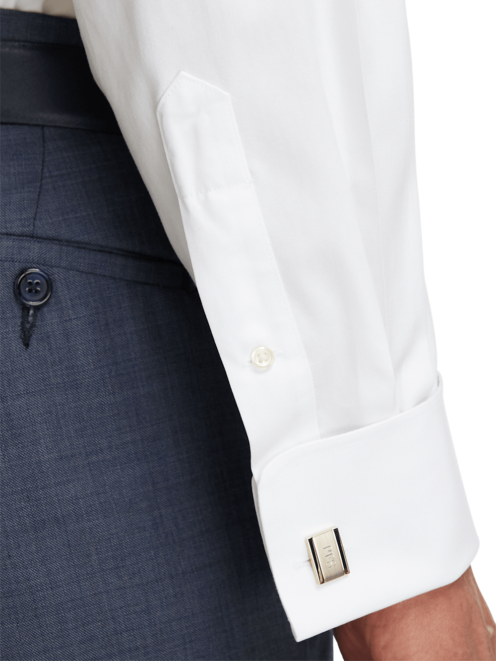 Alternate Image of Non-iron Cotton Pinpoint Solid Point Collar French Cuff Dress Shirt-3