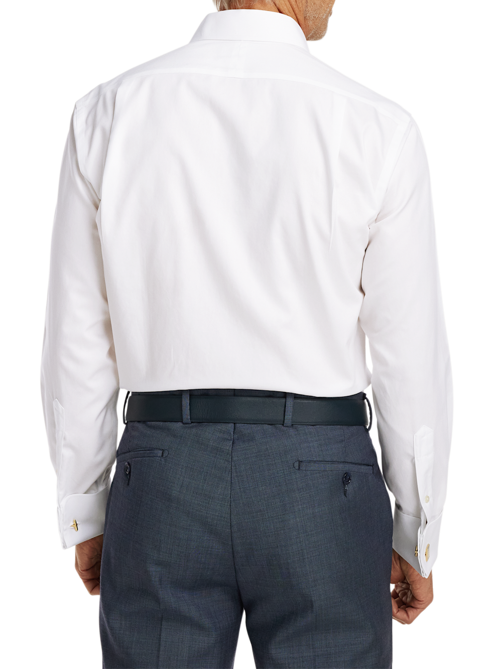 Alternate Image of Non-iron Cotton Pinpoint Solid Point Collar French Cuff Dress Shirt-4