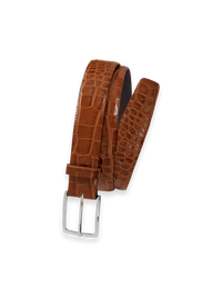 Crocodile Embossed with Changeable Buckle Belt - Brandy