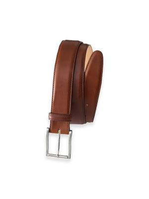 Leather Belt with Changeable Buckle - Chestnut