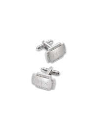 Crystal Border Engravable Cufflinks - Silver
