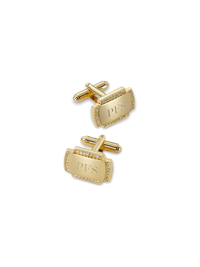 Crystal Border Engravable Cufflinks - Gold