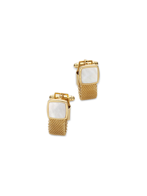 Mother of Pearl Mesh Wrap Cufflinks - Gold