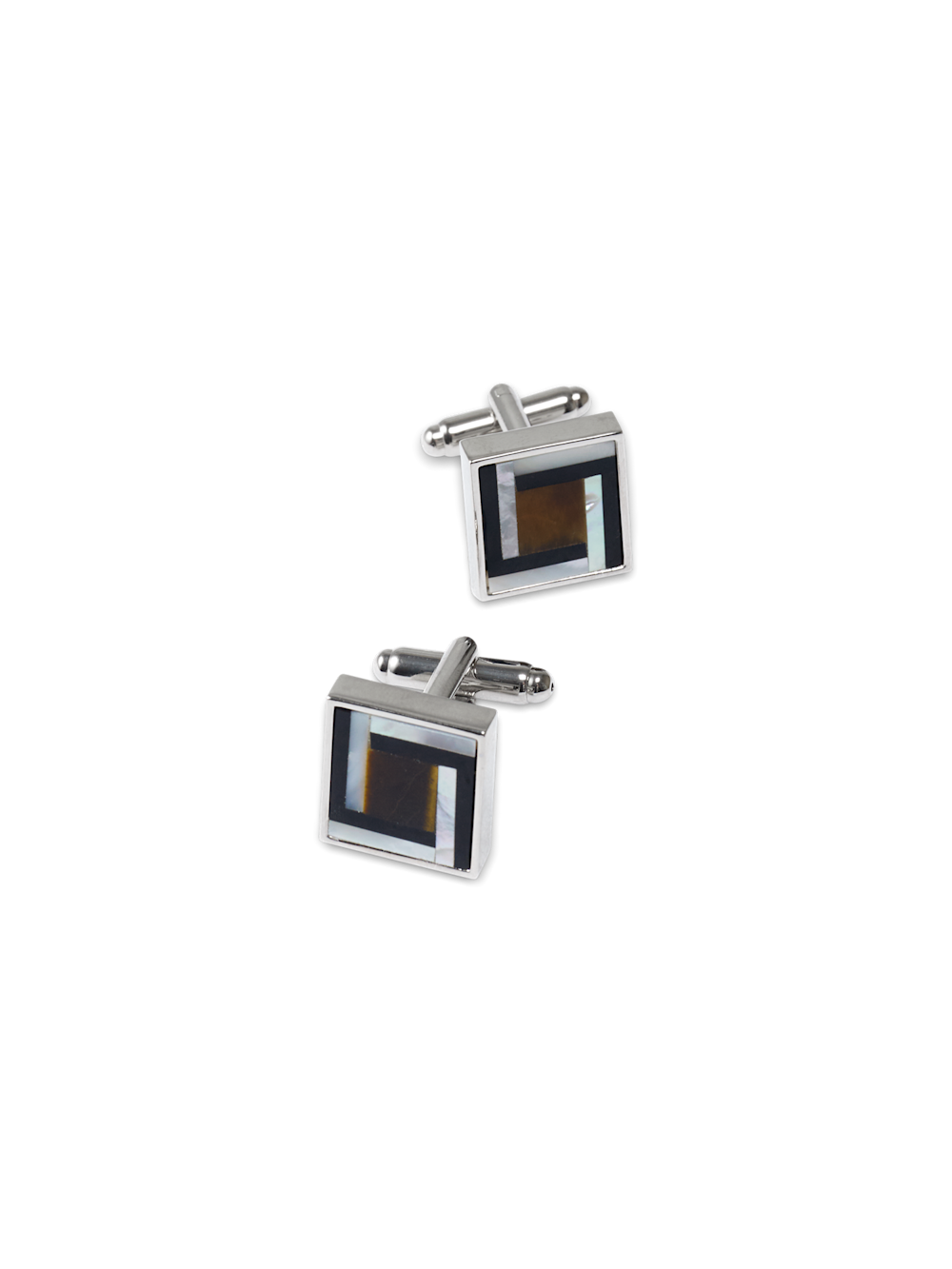 Product Image of Semi Precious Square Cufflink-Black/Brown