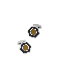 Enamel Hexagon Cufflinks - Black/tan