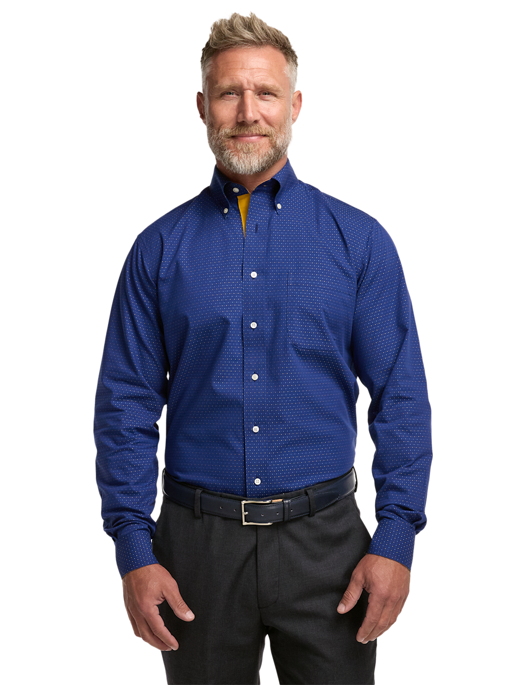 Alternate Image of Comfort Stretch Non-iron Dot Dress Shirt With Contrast Trim-1