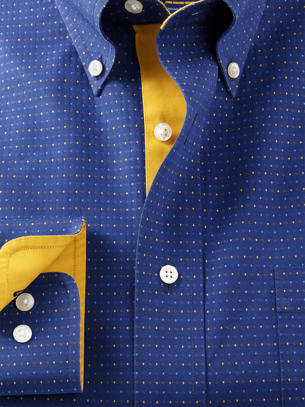 Alternate Image of Comfort Stretch Non-iron Dot Dress Shirt With Contrast Trim-5