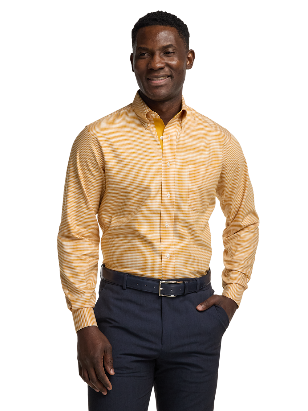 Alternate Image of Comfort Stretch Non-iron Houndstooth Dress Shirt With Contrast Trim-1