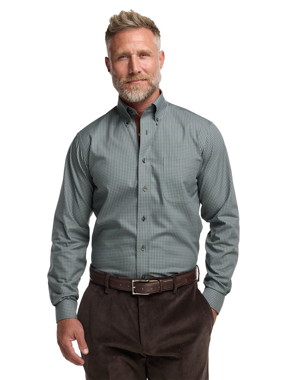 Alternate Image of Comfort Stretch Non-iron Check Dress Shirt With Contrast Trim-1