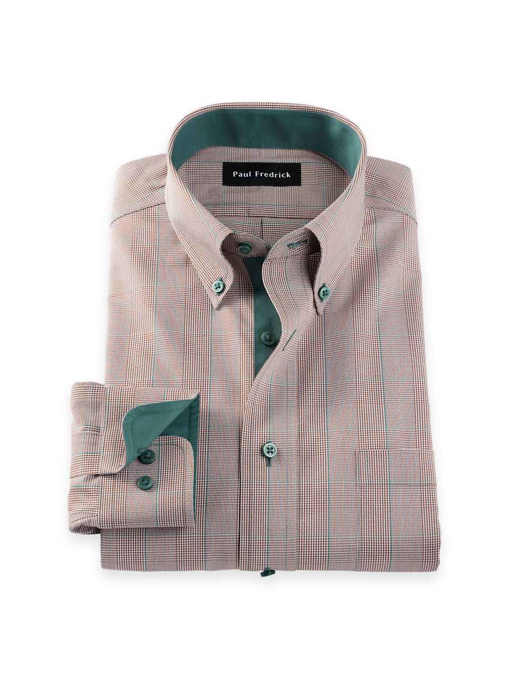 Product Image of Comfort Stretch Non-iron Plaid Dress Shirt With Contrast Trim-Brown