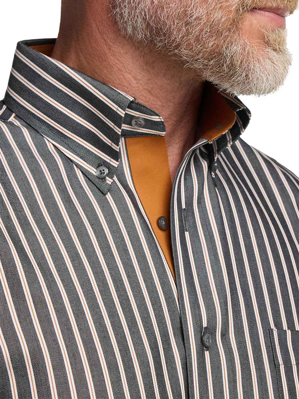 Alternate Image of Comfort Stretch Non-iron Stripe Dress Shirt With Contrast Trim-2