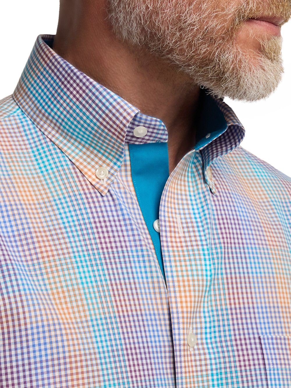 Alternate Image of Comfort Stretch Non-iron Tattersall Dress Shirt With Contrast Trim-2