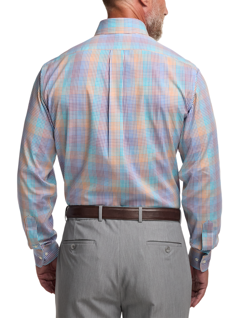 Alternate Image of Comfort Stretch Non-iron Tattersall Dress Shirt With Contrast Trim-4