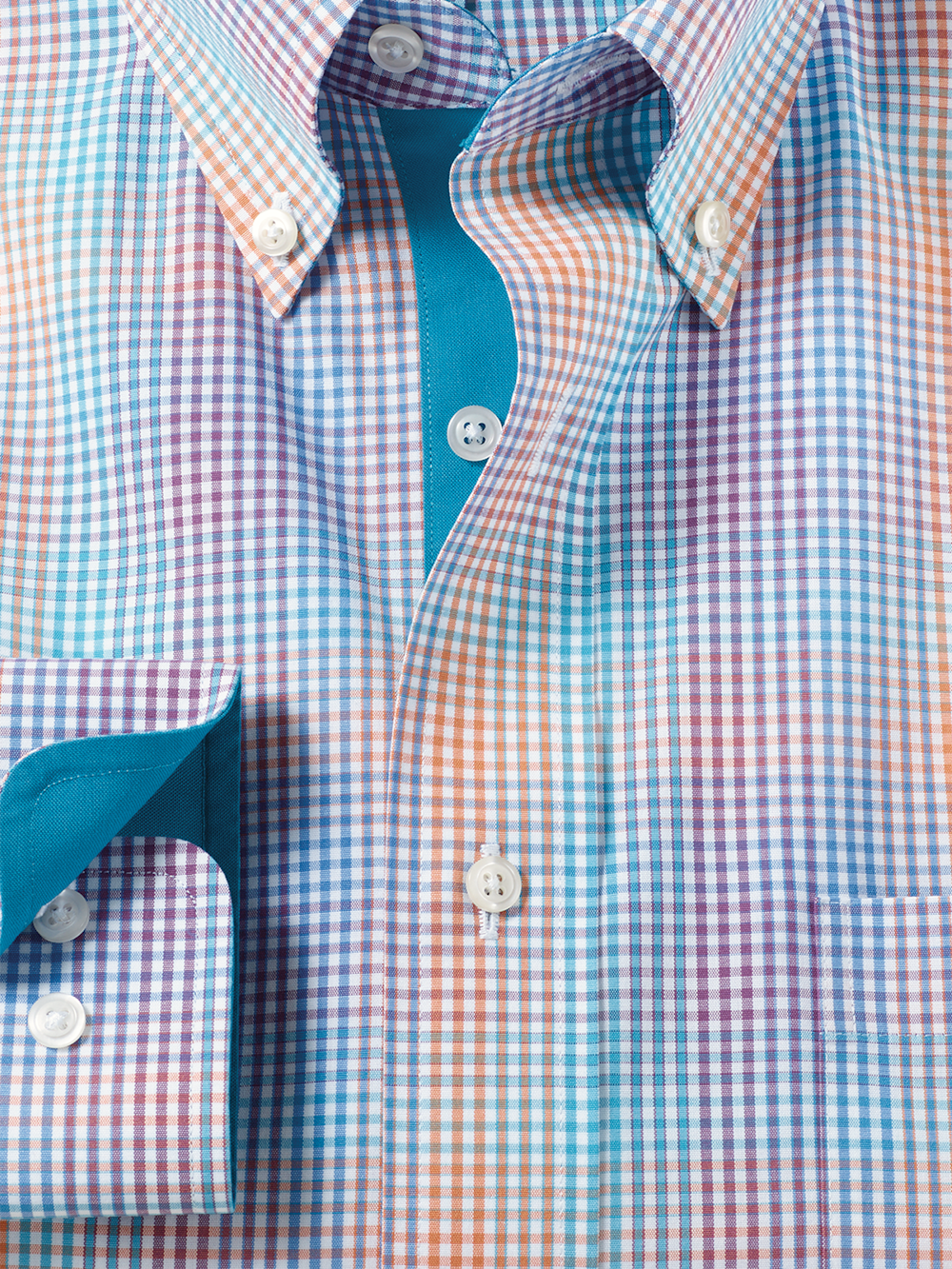 Alternate Image of Comfort Stretch Non-iron Tattersall Dress Shirt With Contrast Trim-5