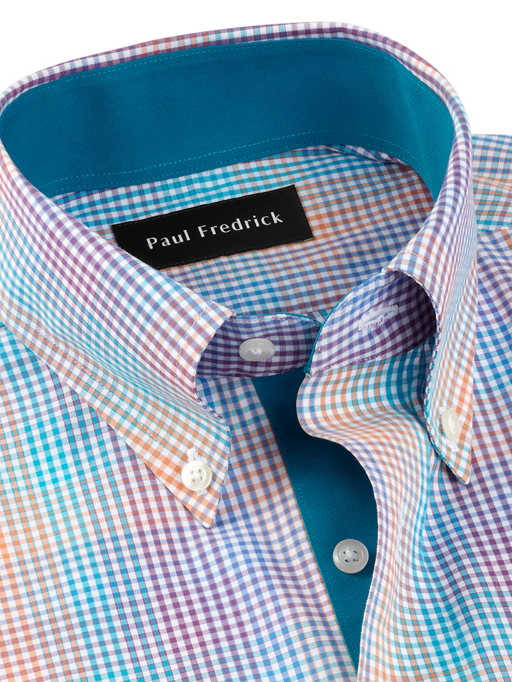Alternate Image of Comfort Stretch Non-iron Tattersall Dress Shirt With Contrast Trim-6